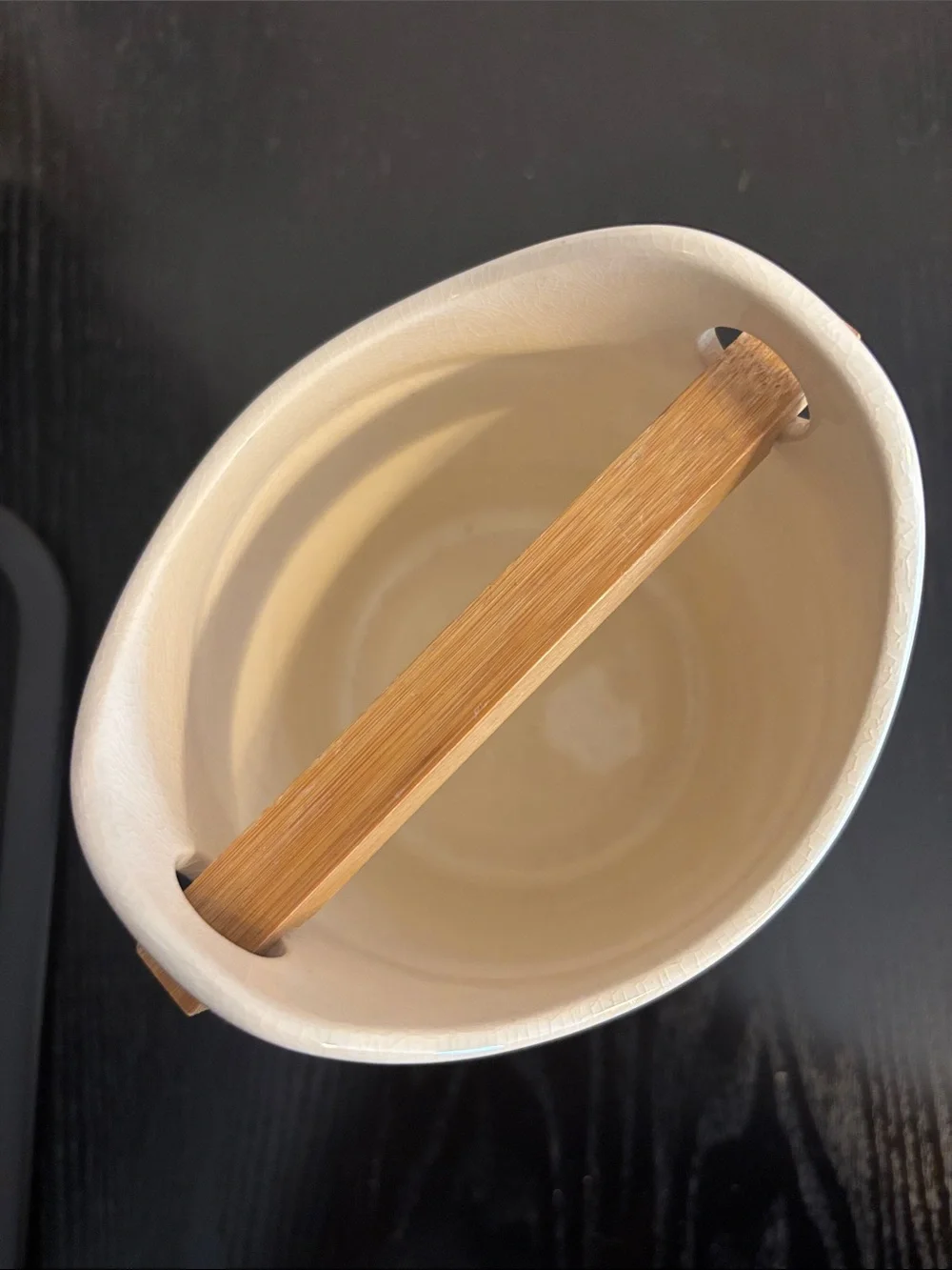 White Ceramic Utensil Holder with Cracked Glaze